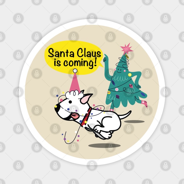 Naughty Dog And Christmas Tree | Funny Christmas 2022 Magnet by i am Cuta